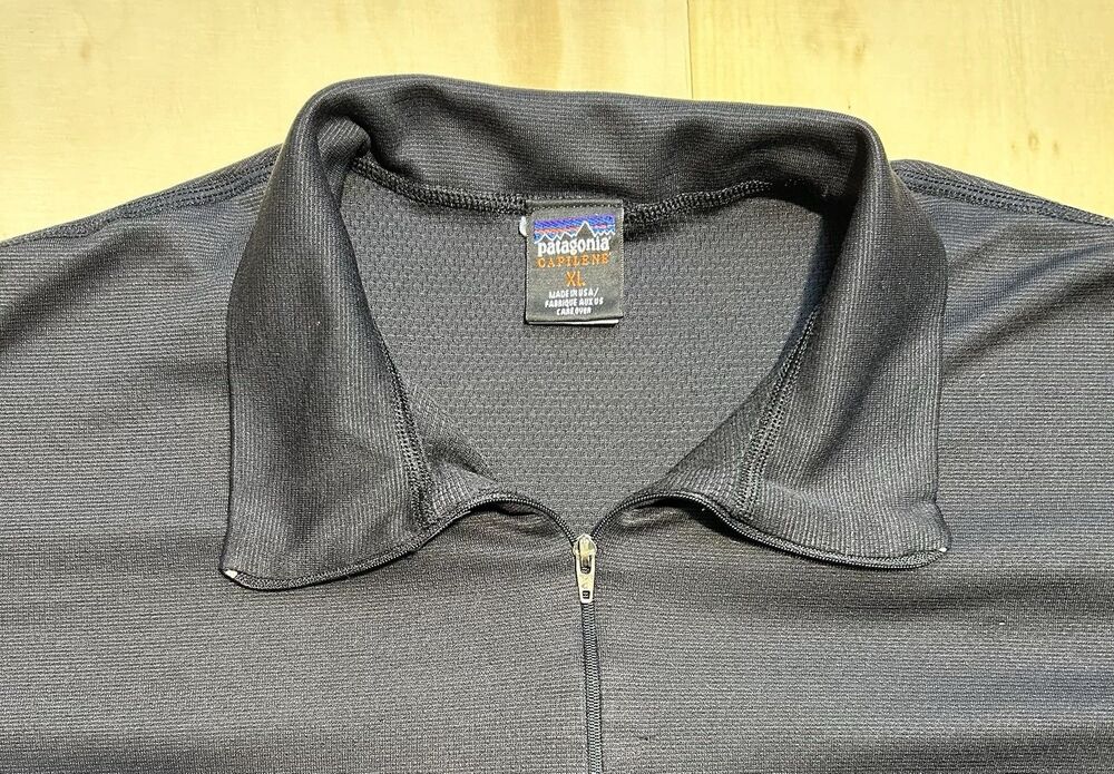 Vintage 90s Patagonia Capilene 1/4 Zip Pullover XL Black Made in USA Base Layer